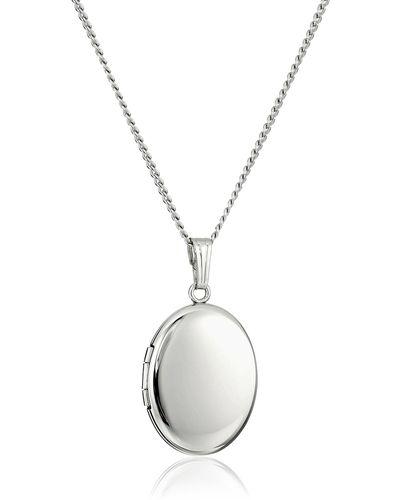 Amazon Essentials Sterling Silver Polished Oval Locket Necklace - White