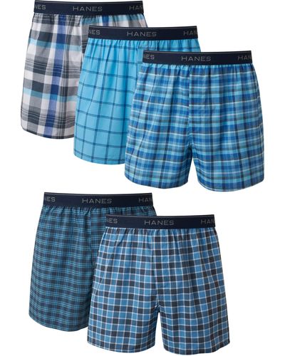 Hanes Tagless Boxer With Exposed Waistband – - Blue