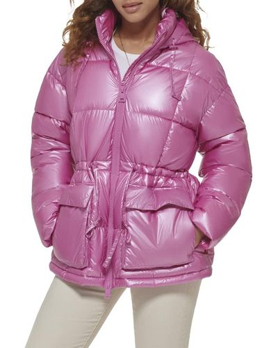 Levi's Quilted Megan Hooded Puffer Jacket - Purple