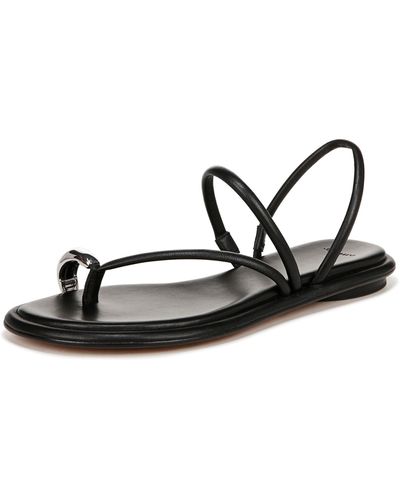 Vince S Lucila Flat Strappy Sandal Black Leather 6 M