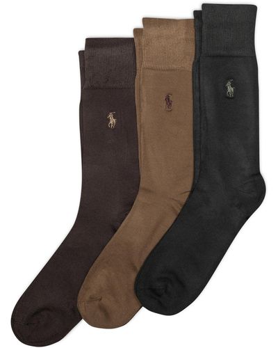 Polo Ralph Lauren Supersoft Flat Crew Sock 3 Pair Pack - Brown