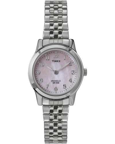 Timex Silver-tone Expansion Band Mother Of Pearl Dial Silver-tone - Gray
