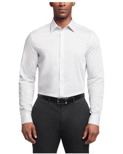 Calvin Klein Dress Shirt Regular Fit Non Iron Stretch Print - White