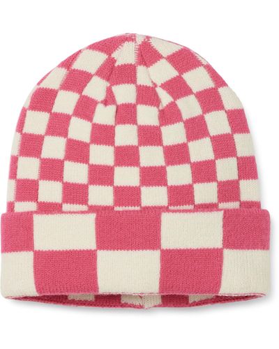 The Drop Karina Multi Checkered Beanie - Pink