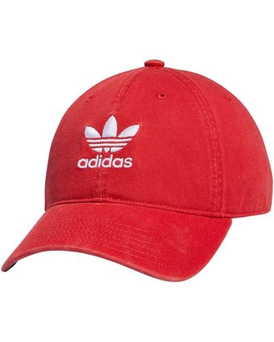 adidas Originals Relaxed Fit Strapback Hat - Red