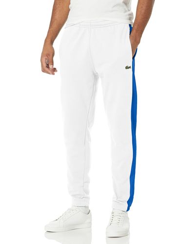Lacoste Side Stripe Brushed Fleece Tapered Sweatpants - White