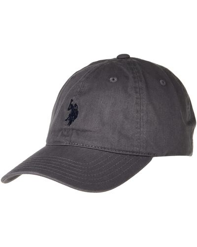 U.S. POLO ASSN. Mens Washed Twill Cotton Adjustable Hat With Pony Logo And Curved Brim Baseball Cap - Gray