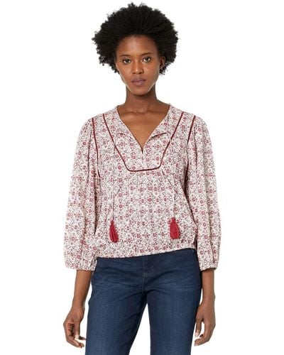 Lucky Brand Floral Peasant Top - Multicolor