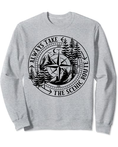 Camper Always Take The Scenic Route Sweatshirt - Gray