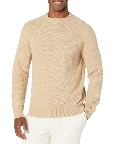 Amazon Essentials Oversized-fit Textured Cotton Crewneck Sweater - Natural
