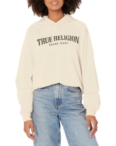 True Religion Arch Logo Boyfriend Hoodie Hooded Sweatshirt - Blue