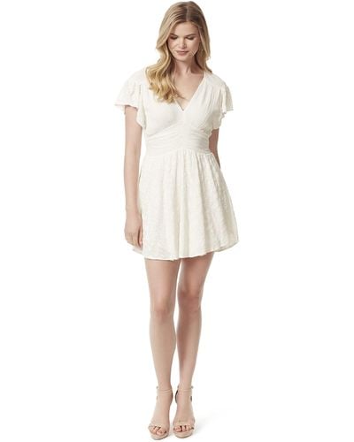 Jessica Simpson Khloe Flutter Short Sleeve Mini Dress Pullover - White