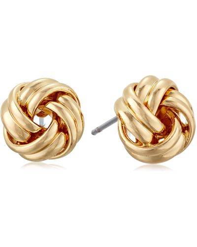 Anne Klein "classics" Gold-tone Knot Stud Earrings - Metallic