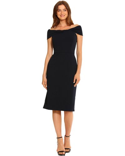 Maggy London Off The Should Twist Detail Dress Cocktail Event Party Occasion Guest Of - Black
