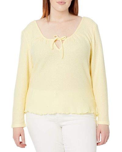 Kendall + Kylie Kendall + Kylie Plus Size Front Tie Shirred Knit Top - Multicolor