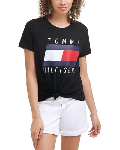 Tommy Hilfiger Sport Logo Knot-front T-shirt - Black