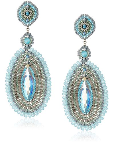 Miguel Ases Blue And Rainbow Quartz Large Oval Drop Earrings