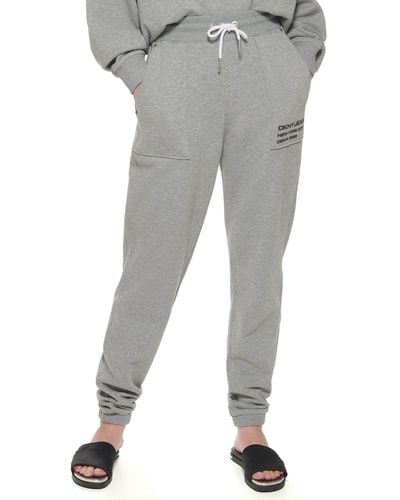 DKNY Womens Jeans Casual Mid Rise Logo Sweatpants Sweatpants - Gray
