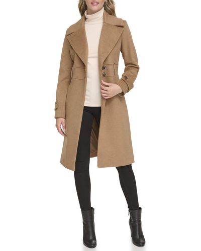 Kenneth Cole Full Length Wool Jacket - Natural