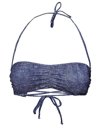 Guess Standard String Bandeau Bikini Swim Top - Blue