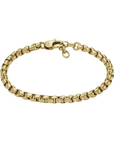 Fossil Stainless Steel Gold-tone Box Chain Bracelet - Metallic