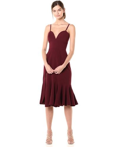 Dress the Population Marilyn Sleeveless Stretch Midi Dress With Slit Dress - Red