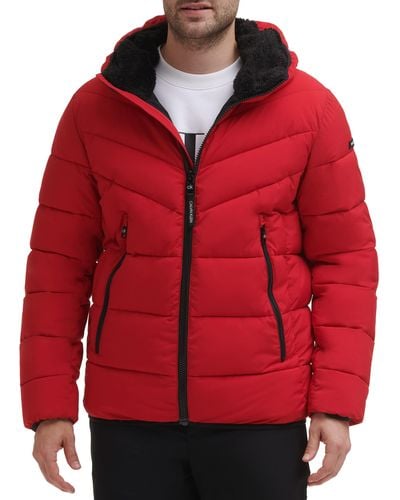 Calvin Klein Hooded Stretch Jacket - Red