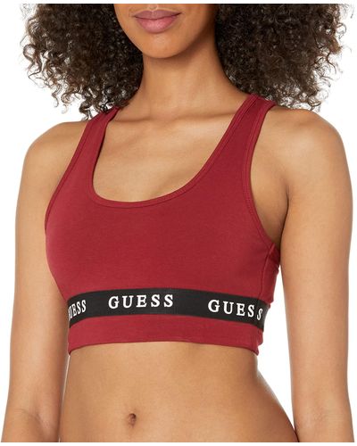 Guess Womens Aline Top Eco Stretch Jersey Shirt - Red