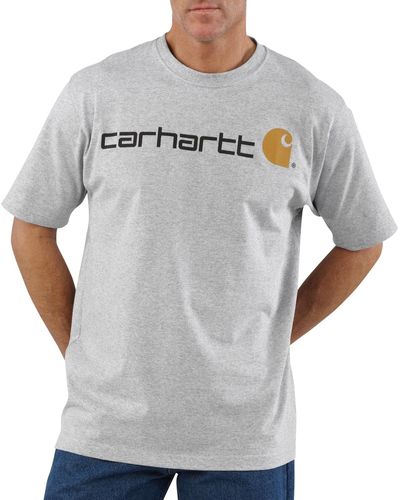 Carhartt Loose Fit Heavyweight Short-sleeve Logo Graphic T-shirt,heather Graysmall