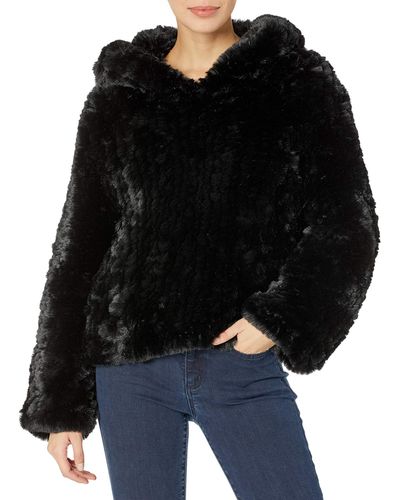 The Kooples Hooded Faux Fur Sweatshirt - Black