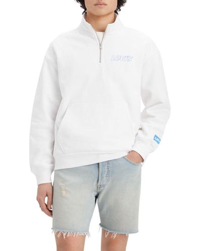 Levi's 's Relaxed Graphic Quarter Zip Pocket Sweatshirt, - White