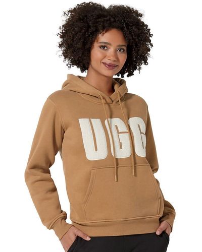 UGG Rey Fluff Logo Hoodie - Brown