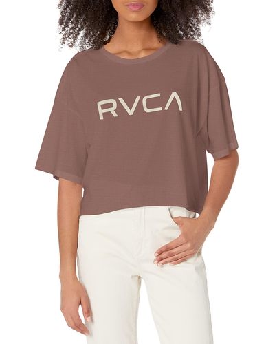 RVCA Cropped Short Sleeve Graphic Tee Shirt - Red