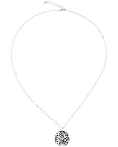 Lucky Brand Oxidized Set Stone Pendant Necklace,silver,one Size - White