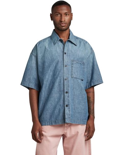 G-Star RAW Boxy Fit Short Sleeve Casual Shirt - Blue