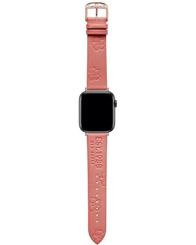 Ted Baker Coral Saffiano Leather Strap Logo & Magnolias For Apple Watch® - Black