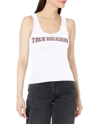 True Religion Crystal Arched Logo Tank - White