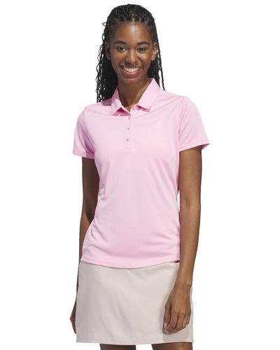 adidas Women's Solid Performance Short Sleeve Polo Shirt - Pink