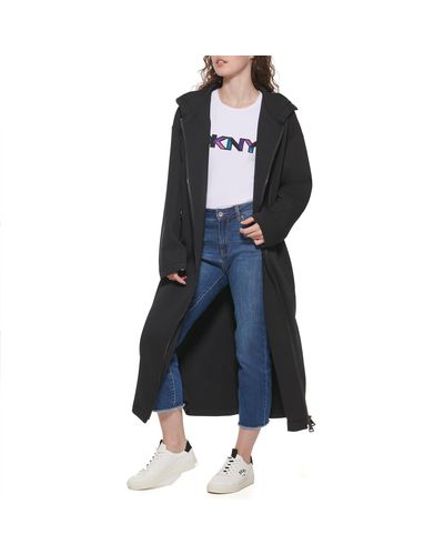 DKNY Zip Front Hooded Jacket - Black