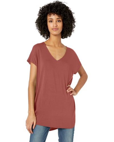 Daily Ritual Jersey Oversized-fit Dolman-sleeve V-neck Tunic - Multicolor