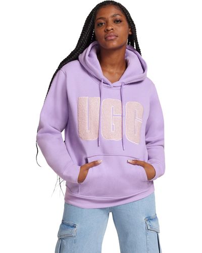 UGG ® Rey ®fluff Logo Hoodie Fleece/recycled Materials - Purple