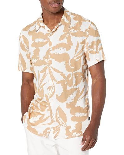 Guess Short Sleeve Eco Rayon Shirt - Natural
