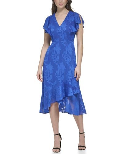 Kensie Jersey Body Con Cowl Neck Dress - Blue