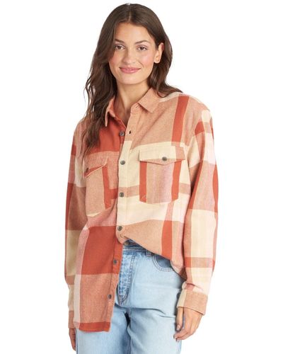Roxy Let It Go Oversized Flannel Top T-shirt - Orange
