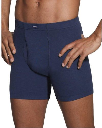 Hanes Ultimate Mens 5 Pack Ultimate Comfort Soft Waistband Boxer Briefs - Blue