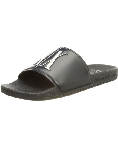 Black Armani Exchange Sandals, slides and flip flops for Men | Lyst