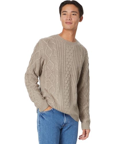 Lucky Brand Mixed Stitch Tweed Crew Neck Sweater - Gray