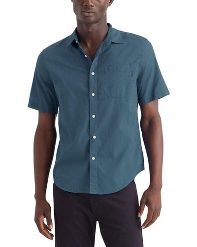 Dockers Regular Fit Short Sleeve Casual Shirt - Blue