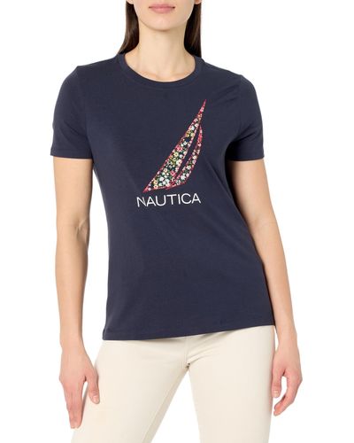 Nautica Graphic Tee Short Sleeve Crew Neckline T-shirt - Blue