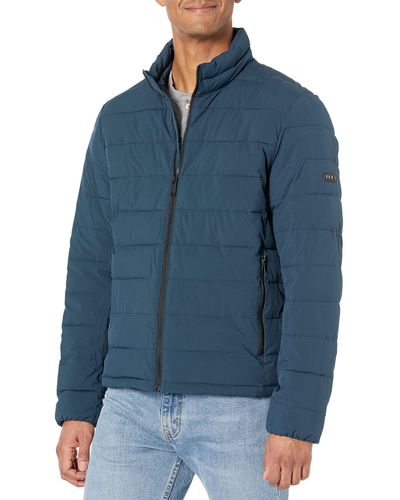 DKNY Jon Quilted Stand Collar Puffer Jacket - Blue